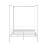 Oikiture Metal Canopy Bed Frame Double Size White