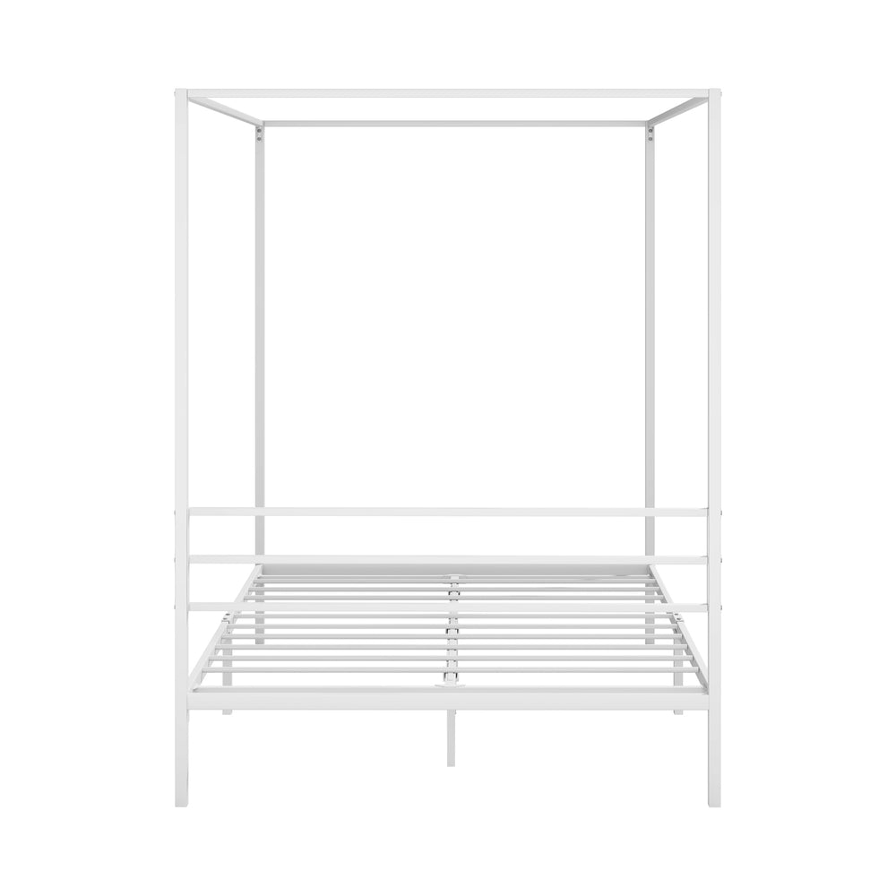 Oikiture Metal Canopy Bed Frame Double Size White