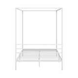 Oikiture Metal Canopy Bed Frame Double Size White - Side View