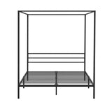 Oikiture Metal Canopy Bed Frame Queen Size Platform - Side View