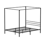 Oikiture Metal Canopy Bed Frame Queen Size Platform - Low Angle
