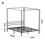 Oikiture Metal Canopy Bed Frame Queen Size Platform - 45-Degree Angle