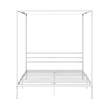 Oikiture Metal Canopy Bed Frame Queen Size White - Close-Up Angle