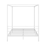 Oikiture Metal Canopy Bed Frame Queen Size White