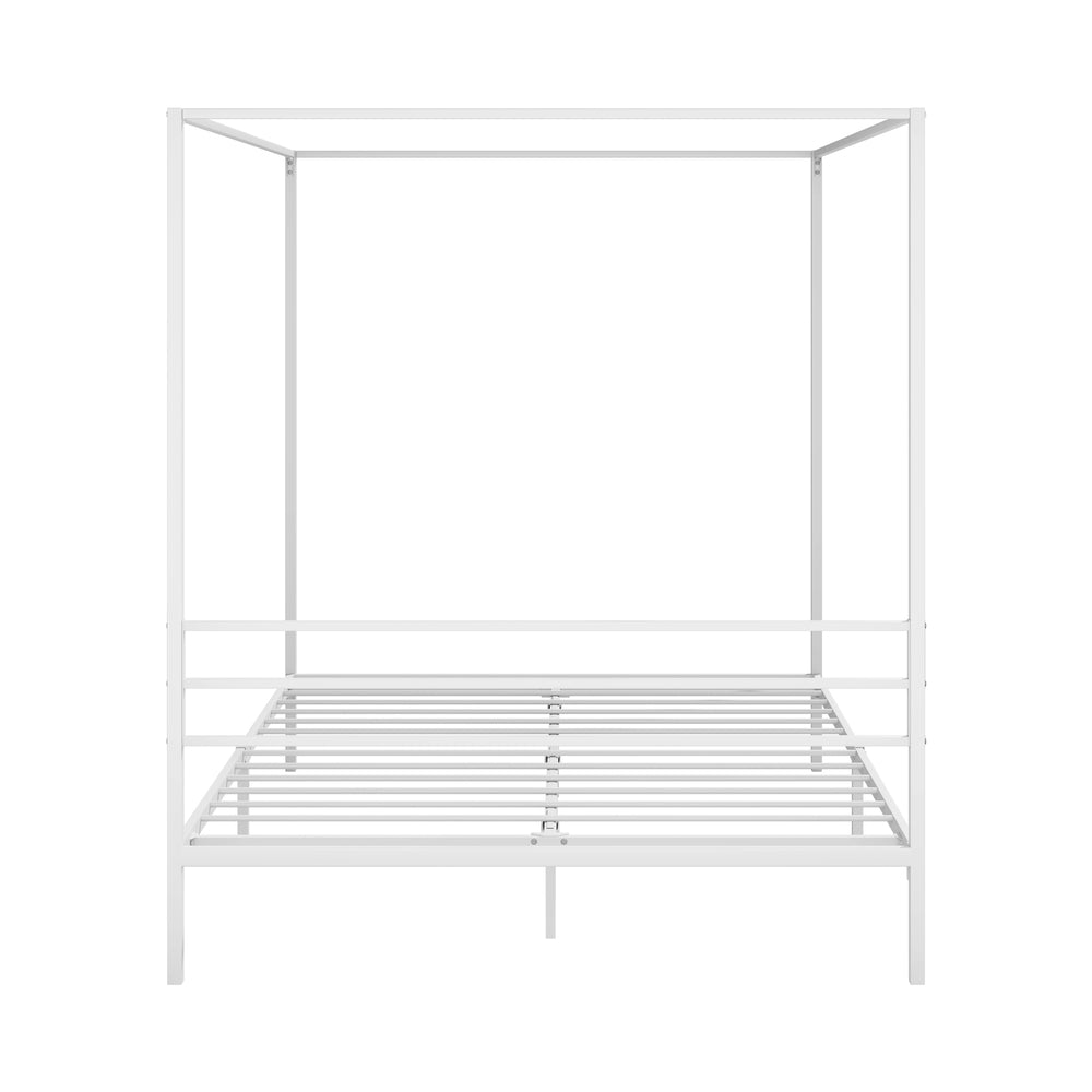 Oikiture Metal Canopy Bed Frame Queen Size White
