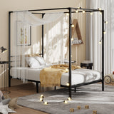 Oikiture Metal Canopy Bed Frame Single Size Platform - Extra Image