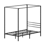 Oikiture Metal Canopy Bed Frame Single Size Platform - Low Angle