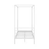 Oikiture Metal Canopy Bed Frame Single Size White - Rear View