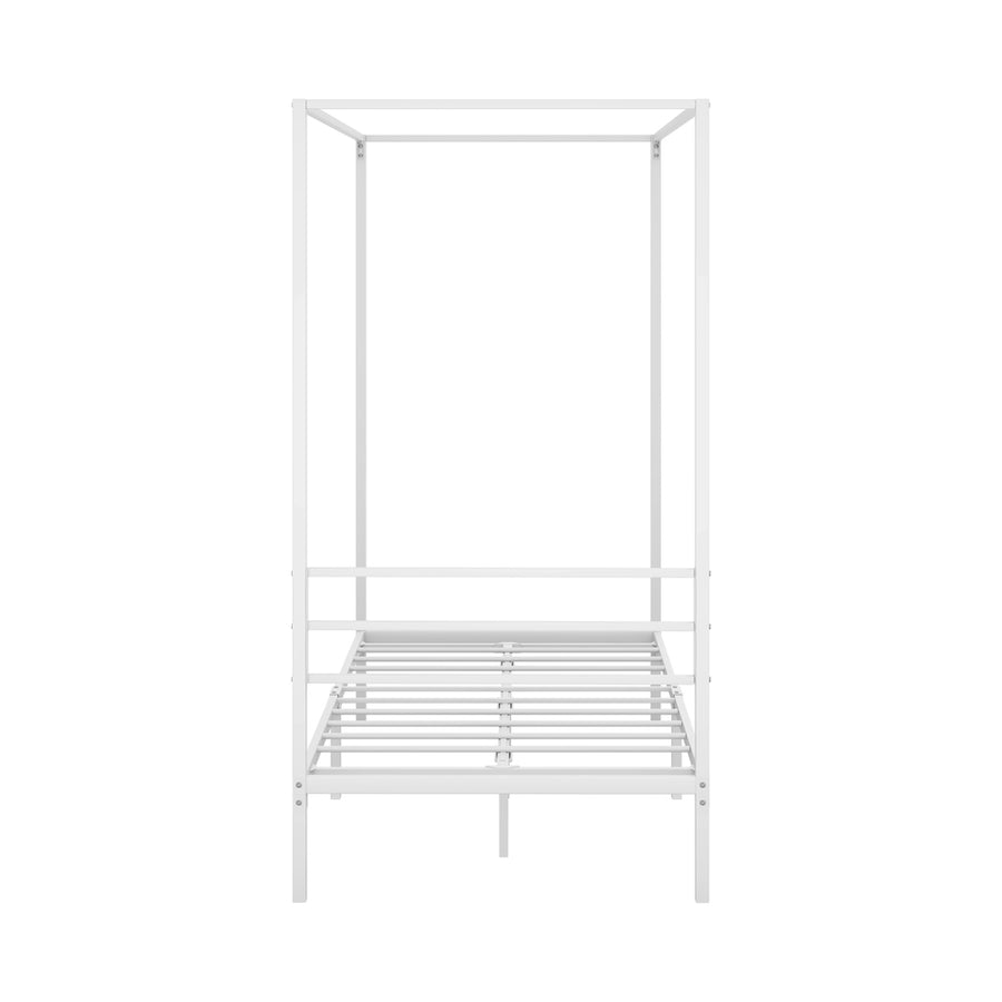 Oikiture Metal Canopy Bed Frame Single Size White, image 6