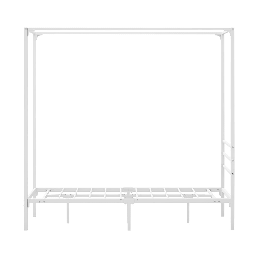 Oikiture Metal Canopy Bed Frame Single Size White