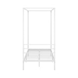 Oikiture Metal Canopy Bed Frame Single Size White - Top-Down View