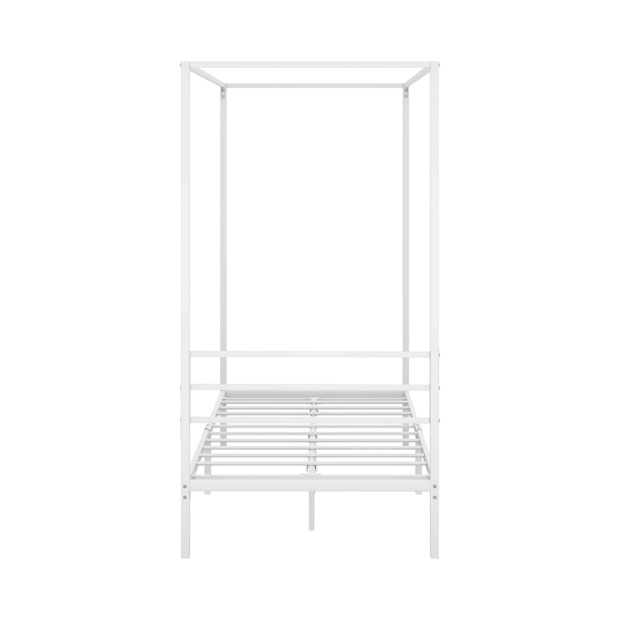 Oikiture Metal Canopy Bed Frame Single Size White, image 4