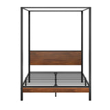 Oikiture Metal Canopy Bed Frame Queen Size Beds Platform - Low Angle