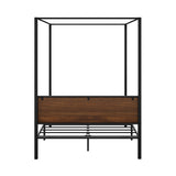 Oikiture Metal Canopy Bed Frame Queen Size Beds Platform - Rear View