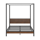 Oikiture Metal Canopy Bed Frame Double Size Beds Platform - Low Angle