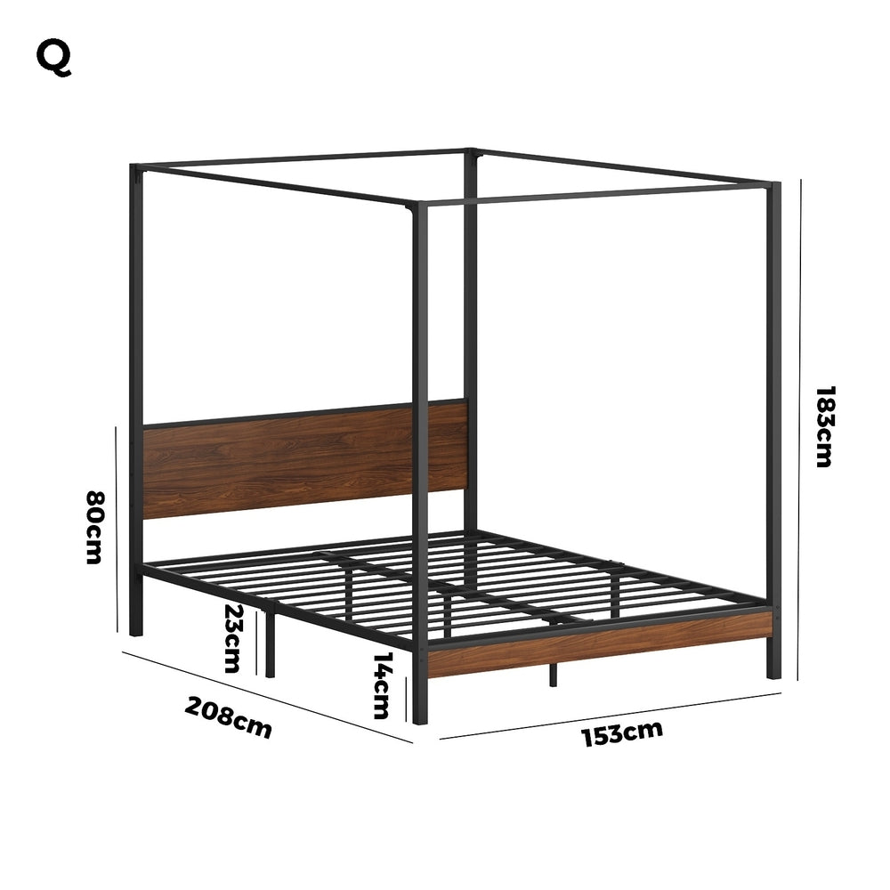 Oikiture Metal Canopy Bed Frame Queen Size Beds Platform