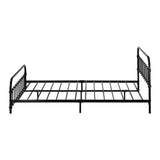 Oikiture Metal Bed Frame Double Size Railing-style Black - Side View