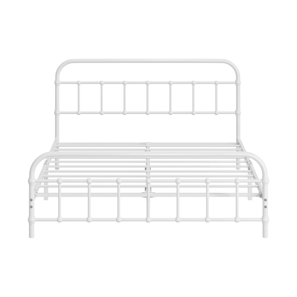Oikiture Bed Frame Metal Double Size Bed Platform White
