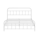 Oikiture Bed Frame Metal Double Size Bed Platform White - Front View