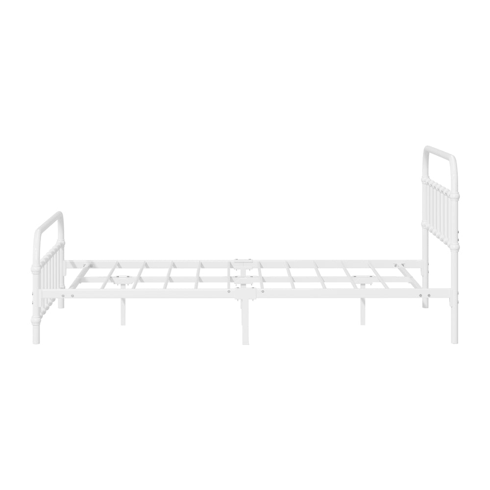 Oikiture Bed Frame Metal Double Size Bed Platform White