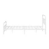 Oikiture Bed Frame Metal Double Size Bed Platform White - Rear View
