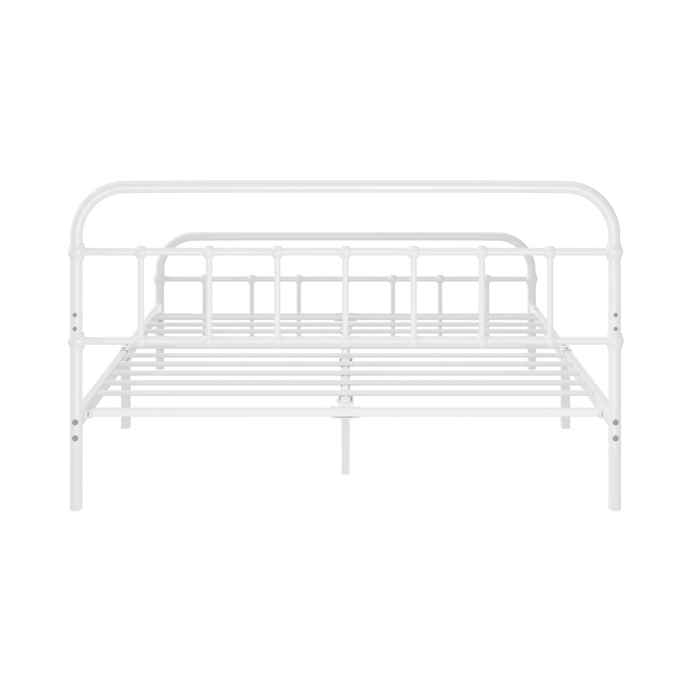 Oikiture Bed Frame Metal Double Size Bed Platform White