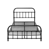 Oikiture Metal Bed Frame King Single Railing-style Black - Close-Up Angle