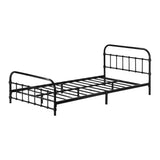 Oikiture Metal Bed Frame King Single Railing-style Black - Side View