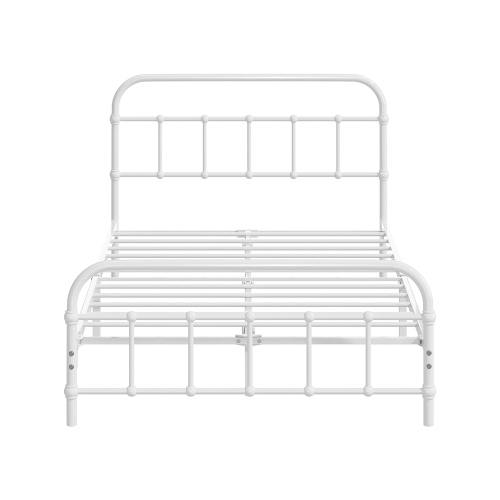 Oikiture Bed Frame Metal King Single Bed Platform White