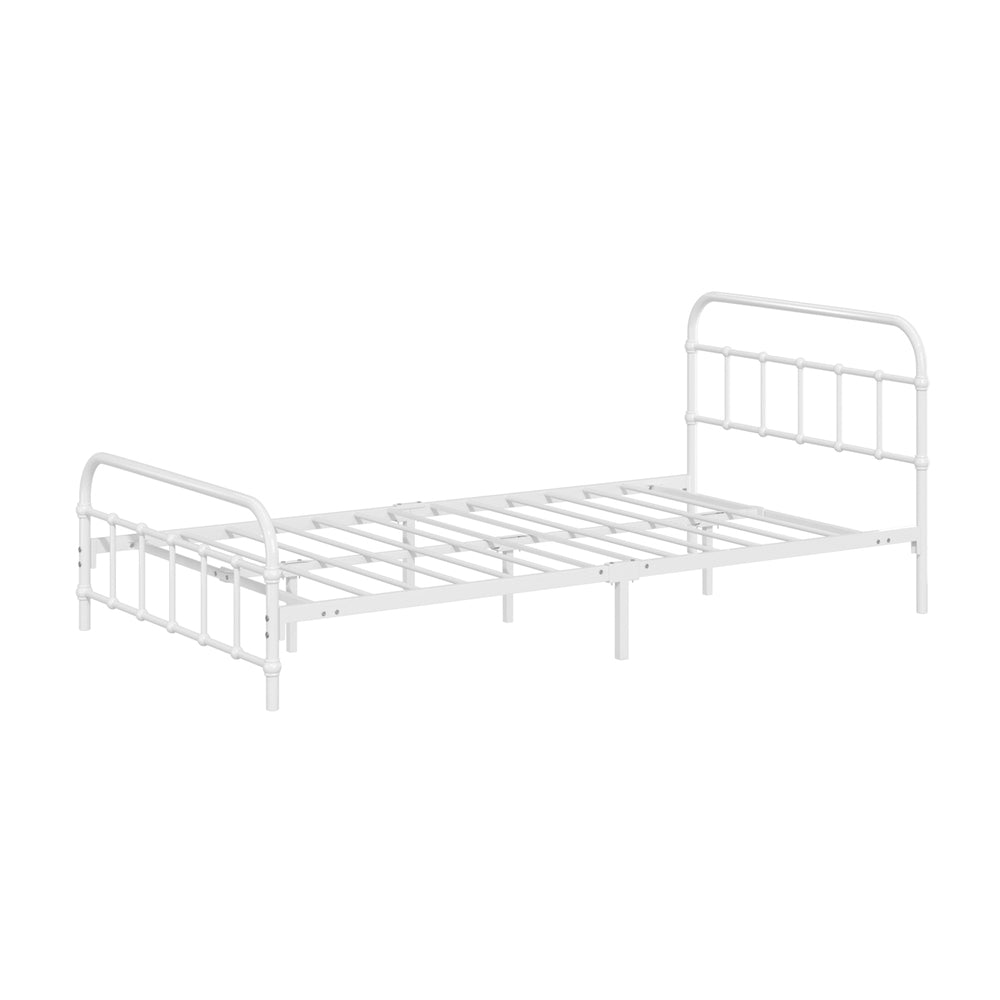 Oikiture Bed Frame Metal King Single Bed Platform White