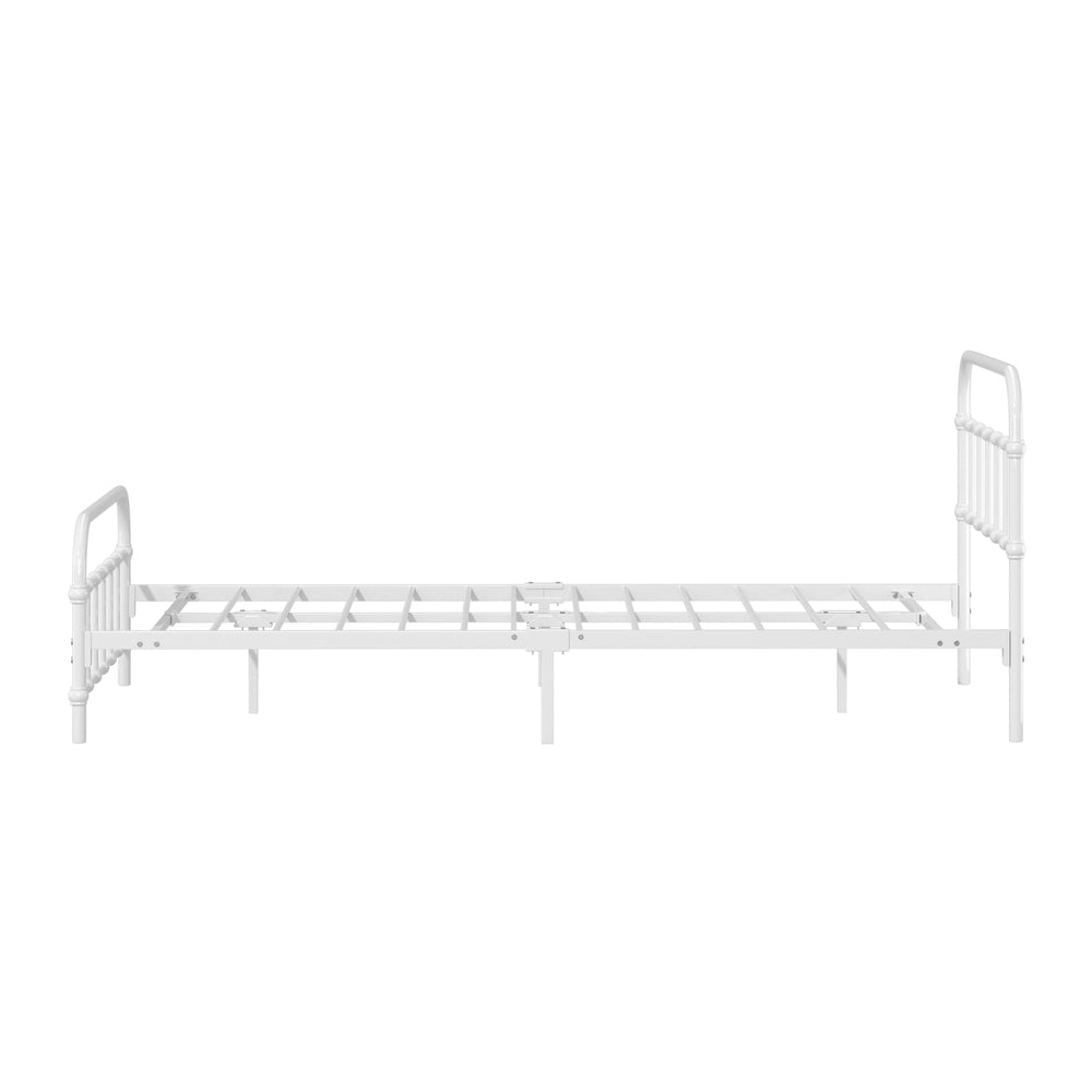 Oikiture Bed Frame Metal King Single Bed Platform White