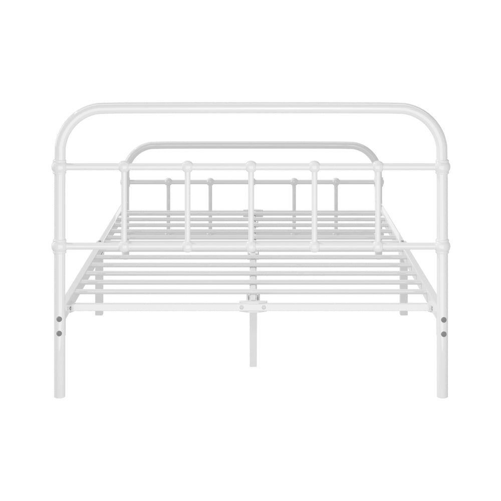 Oikiture Bed Frame Metal King Single Bed Platform White