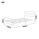 Oikiture Bed Frame Metal King Single Bed Platform White - Rear View