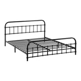 Oikiture Metal Bed Frame Queen Size Railing-style Black