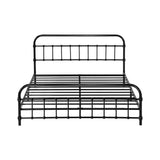 Oikiture Metal Bed Frame Queen Size Railing-style Black - Side View