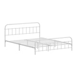 Oikiture Bed Frame Metal Queen Size Bed Platform White
