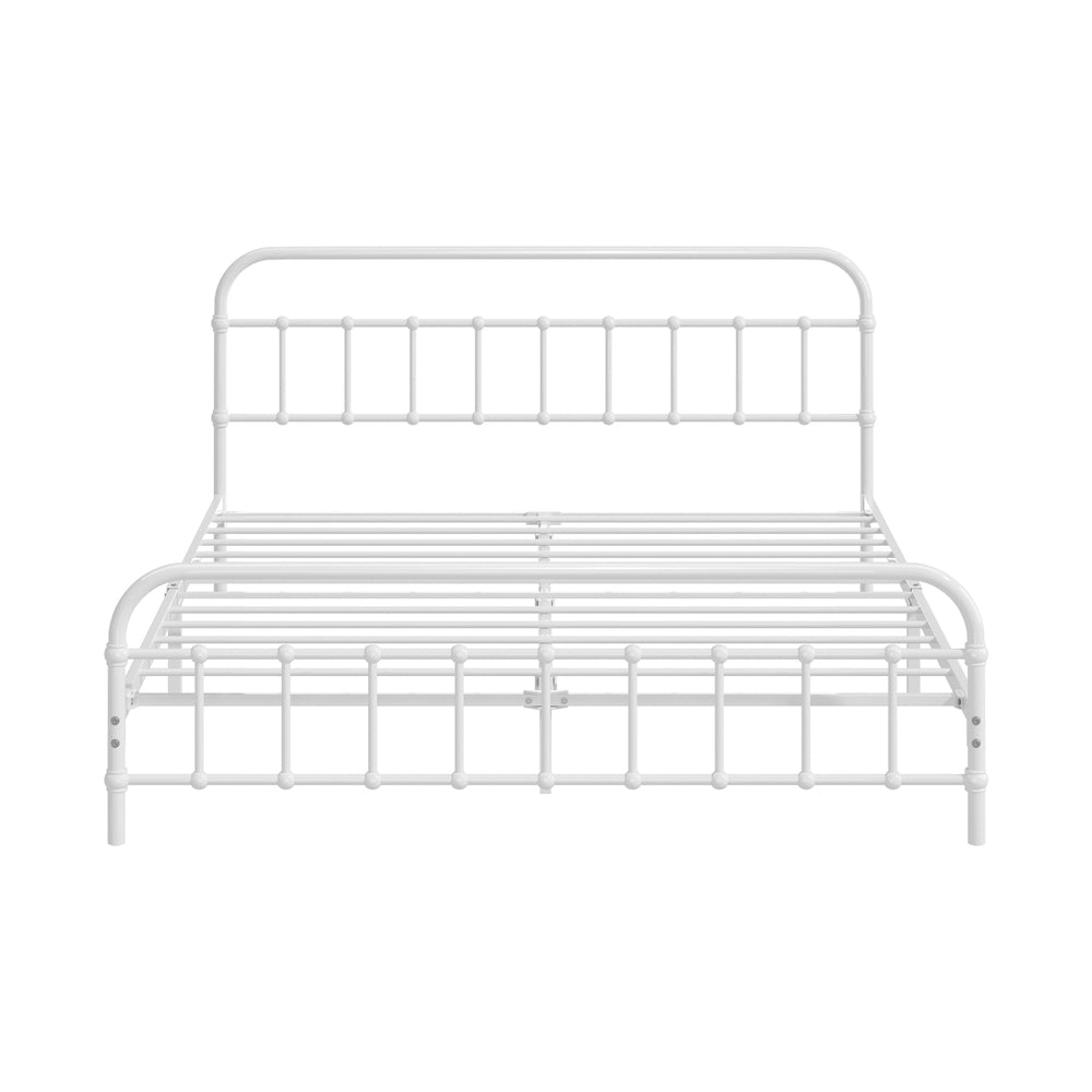 Oikiture Bed Frame Metal Queen Size Bed Platform White