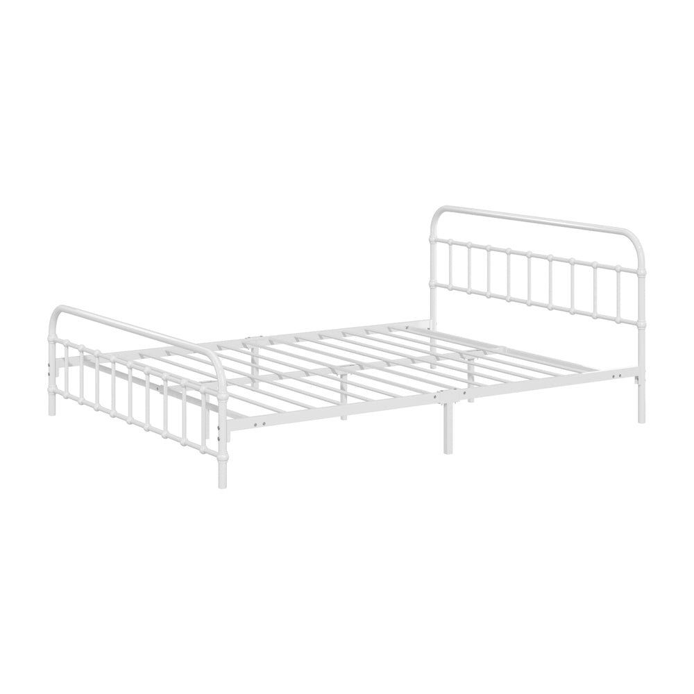 Oikiture Bed Frame Metal Queen Size Bed Platform White