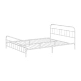 Oikiture Bed Frame Metal Queen Size Bed Platform White - Rear View