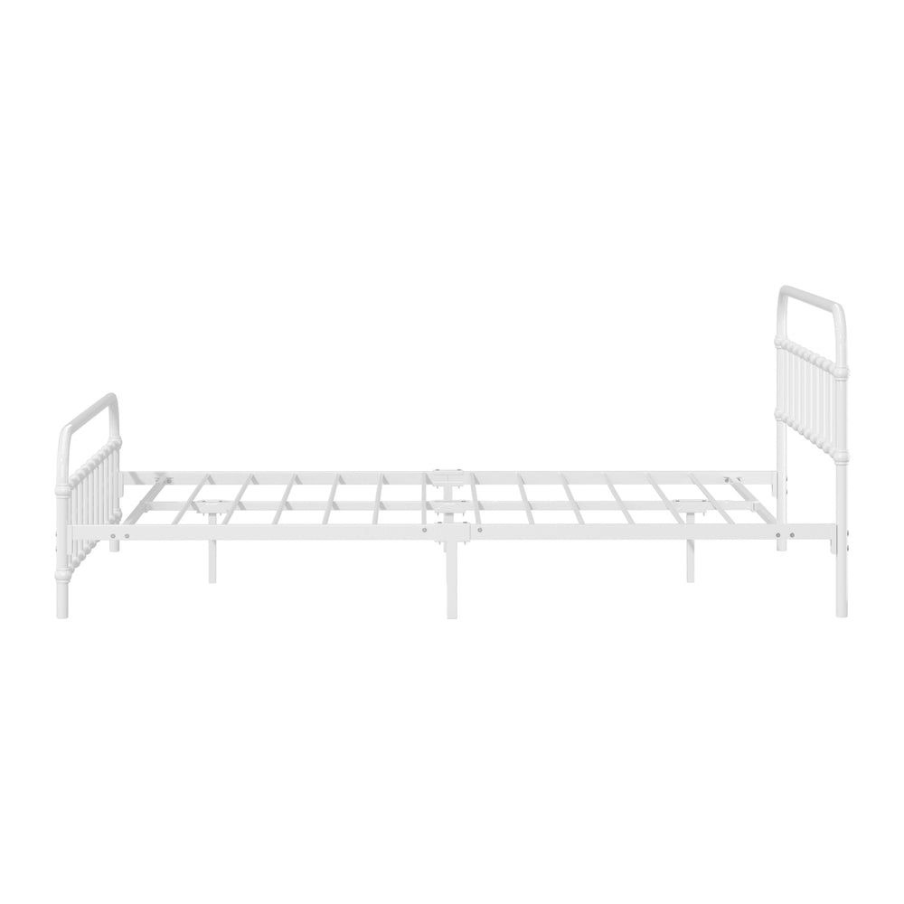 Oikiture Bed Frame Metal Queen Size Bed Platform White