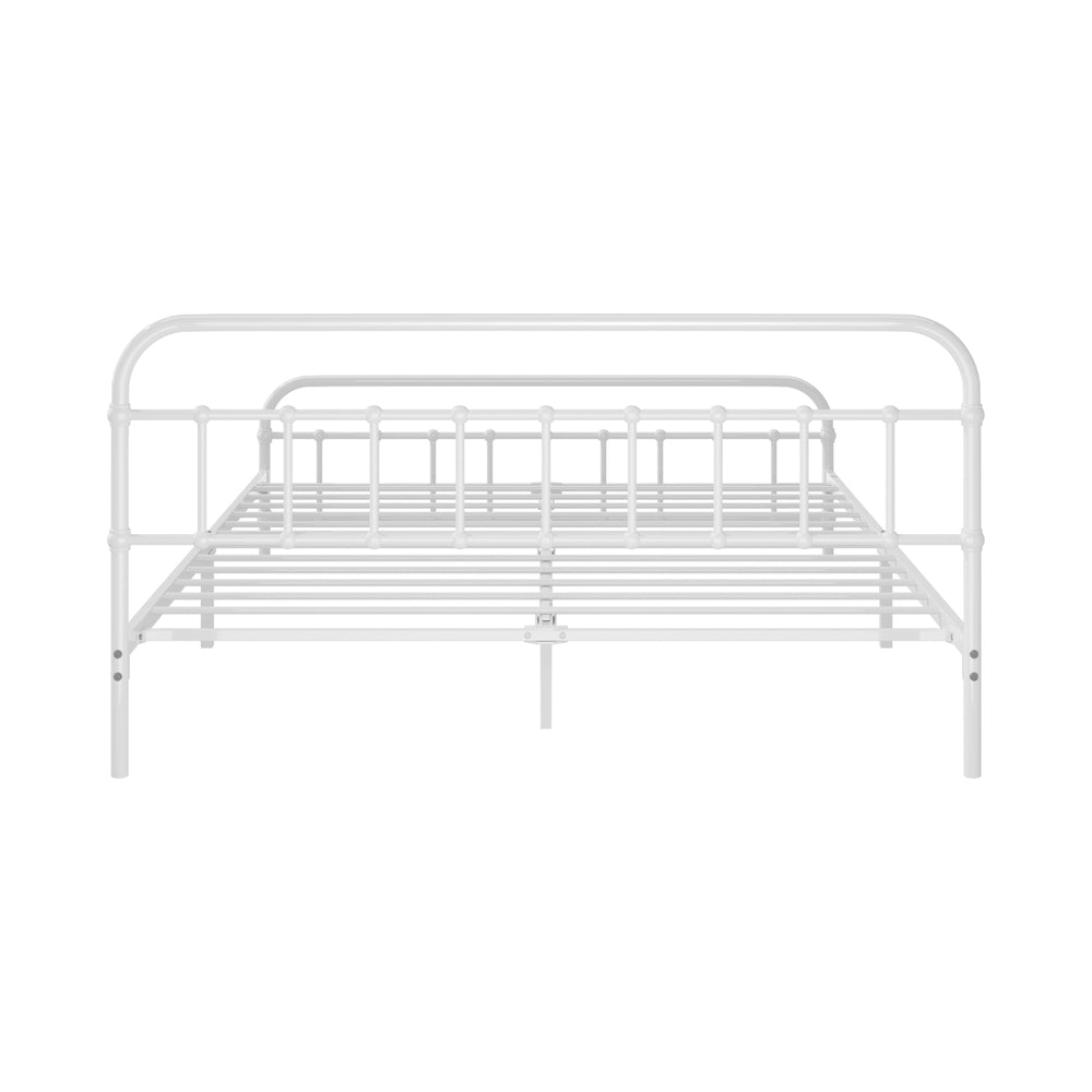 Oikiture Bed Frame Metal Queen Size Bed Platform White