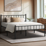 Oikiture Bed Frame Double Size Metal Base Platform Black COMA - Rear View