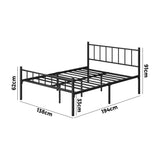 Oikiture Bed Frame Double Size Metal Base Platform Black COMA - Top-Down View