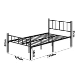 Oikiture Bed Frame King Single Metal Base Platform Black COMA - 45-Degree Angle