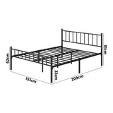 Oikiture Bed Frame Queen Size Metal Base Platform Black COMA - Side View