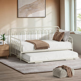 Oikiture Trundle Bed Frame Daybed Single Size Base Metal Beige - 45-Degree Angle