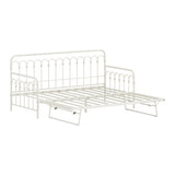 Oikiture Trundle Bed Frame Daybed Single Size Base Metal Beige