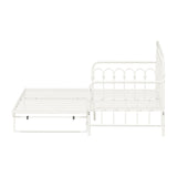 Oikiture Trundle Bed Frame Daybed Single Size Base Metal Beige