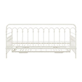 Oikiture Trundle Bed Frame Daybed Single Size Base Metal Beige