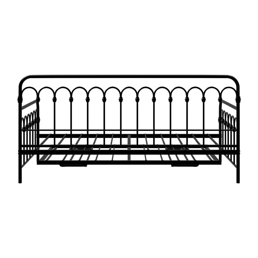 Oikiture Trundle Bed Frame Daybed Single Size Base Metal Black
